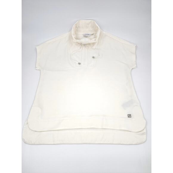 Calvin Klein White Half Zip Blouse Mock Neck Drawstring Top Size S - Picture 6 of 6